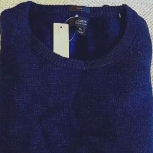 J.Crew Brand New (NWT)Men's Merino Wool Crew Neck Swtr w/suede elbow patches Blu